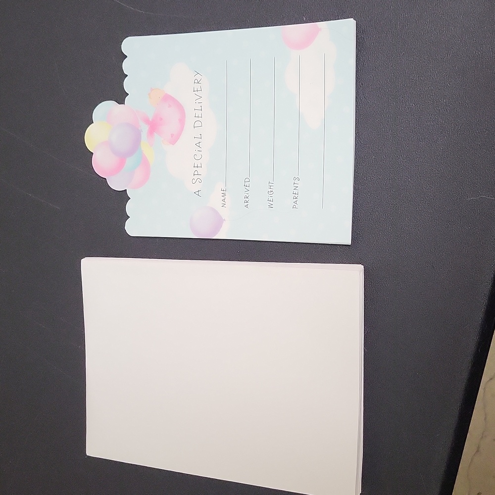 Vintage Hallmark Heartline Baby Girl Birth Announcement Cards and Envelopes